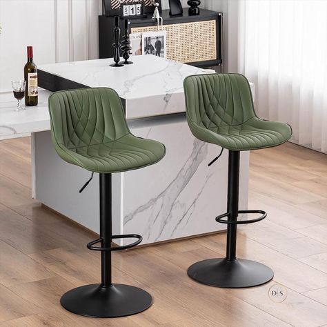 Product Dimensions 15.35"D x 19.29"W x 36"H Color Olive Green Frame Material Metal Seat Material Type Faux Leather Brand YOUTASTE #barstool #olivegreen #stools #kitchen #furniture #kitchenfurniture #greenbarstools #kitchenisland #modernfurniture #kitchendecor Green Bar Stools, Pub Stools, White Bar Stools, Modern Counter Stools, Green Bar, Adjustable Chairs, Stools With Backs, Counter Height Bar, Leather Bar Stools