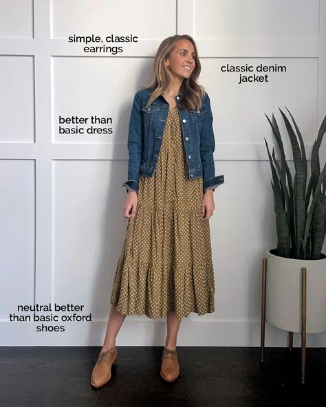 Fall Dress And Boots Outfit, Shapeless Dress, Outfit Capsule, 21 Outfits, Sunday Dresses, Merricks Art, Midi Dress Outfit, Jumpsuit Fall, Tiered Dresses