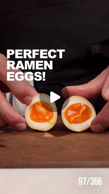 Michael Tchao on Instagram: "PERFECT RAMEN EGGS! [👇🏼RECIPE]

This recipe has 3 ingredients, but one of them is MIRIN. It is a sweet rice wine, and is a staple in Japanese cooking. It’s one of the key players in teriyaki sauce. You can find this in most grocery stores in the Asian aisle. 

Key takeaways:
-soft boiled eggs can be hit-or-miss when peeling, puncturing the flatter side of the egg makes it easier, and prevents the peeled egg from having that dimple/flat side
-boil on high for 6.5 minutes then immediately transfer to an ice bath to stop the cooking process
-find the smallest container to contain the eggs. This way you can minimize the amount of marinade. If the container is too big, the eggs might not be fully submerged 
-the egg in this video was marinading for 24 hrs. 48 hrs Ramen Egg Marinade, How To Cook Ramen, Ramen Egg Recipe, Ramen Eggs, Egg Recipes For Dinner, Ramen Egg, Sweet Rice, Healthy Lunch Meal Prep, Ice Bath