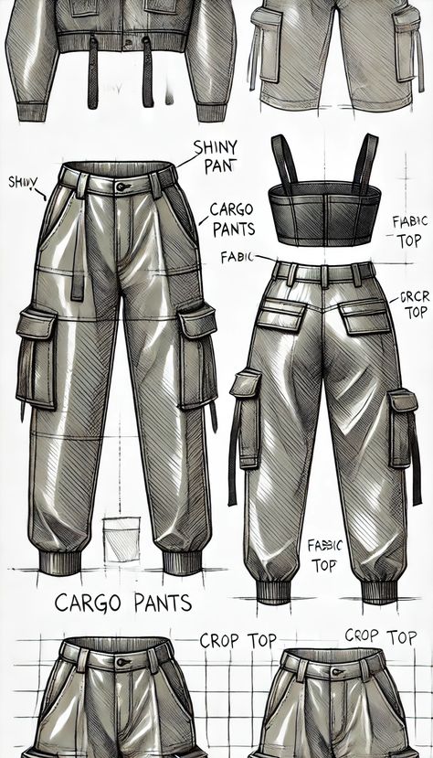 How To Draw Cargo Pants, Cargo Drawing, Cargo Pants Drawing Reference, Cargo Pants Sketch, Cargo Pants Drawing, Jeans Drawing, Pants Drawing, Combat Pants, Street Outfit