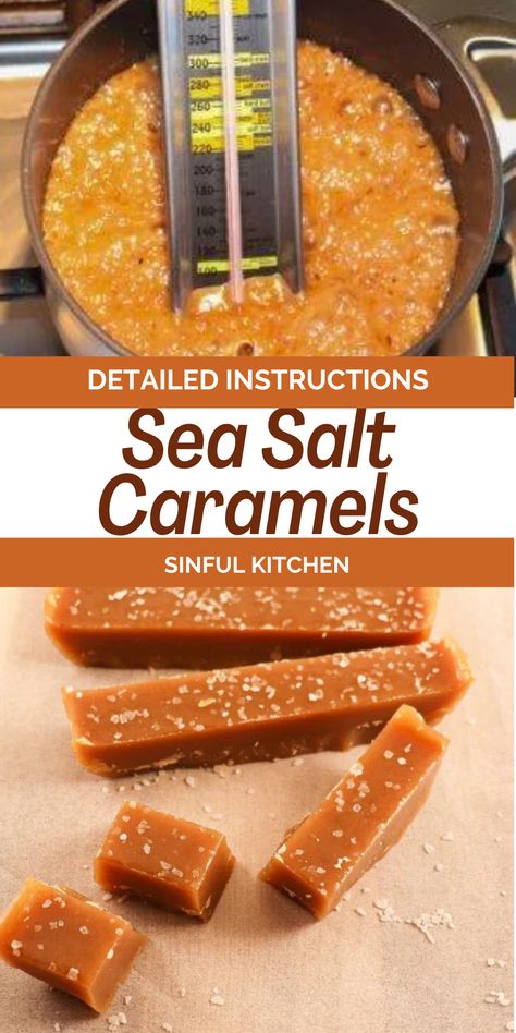 Make sea salt caramels at home. Detailed step by step instructions make this an easy caramel candy recipe to follow! Sea Salt Caramels, Smoked Salt, Sea Salt Caramel, Vanilla Latte, Homemade Candies, Holiday Baking, Candy Recipes, Healthy Dessert, Food Gifts