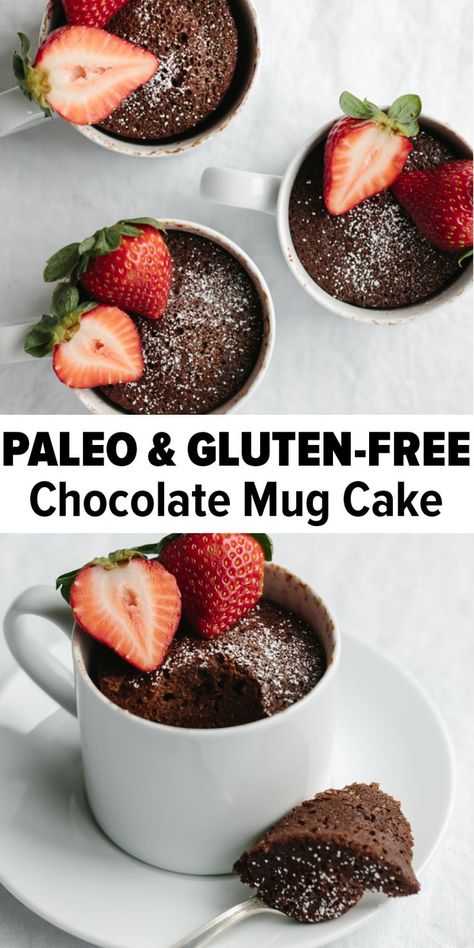 Moist Chocolate Mug Cake, Healthy Chocolate Mug Cake, Paleo Mug Cake, Chocolate Mug Cake Recipe, Mugcake Recipe, Gluten Free Mug Cake, Mug Cake Recipe, Paleo Gluten Free Recipes, Chocolate Mug Cake