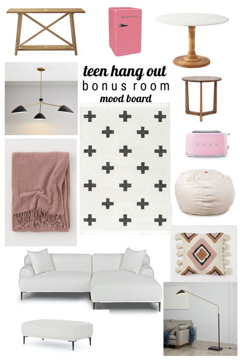 Creating a Warm and Relaxing Great Room. Turn a little used space into a fun, bright hang out and movie room for teens! Babe Cave Ideas Basements, Teen Girl Hangout Room Ideas, Teen Girl Hangout Room, Girl Hangout Room, Cute Hangout Room Ideas, Teen Bonus Room, Teen Loft Hangout, Kids Bonus Room, Hangout Room Ideas Teen Lounge