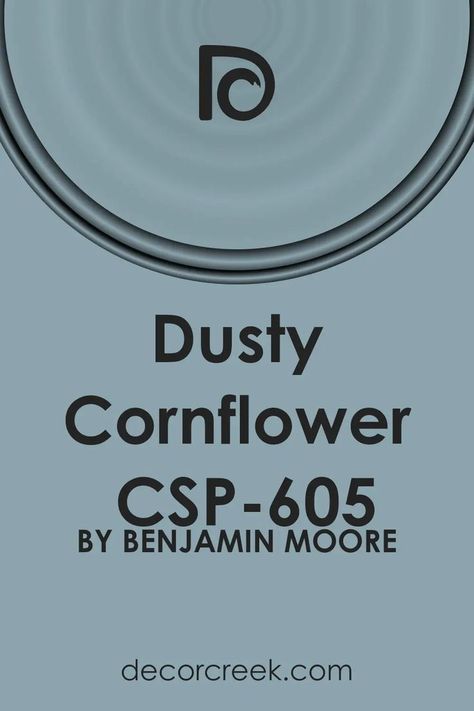 Dusty Cornflower CSP-605 Paint Color by Benjamin Moore Benjamin Moore Cornflower Blue, Dusty Cornflower Paint, Bm Dusty Cornflower, Dusty Blue Room, Dusty Cornflower Benjamin Moore, Cornflower Blue Paint, Dusty Blue Paint, Montana Farm, Kitchens Cabinets