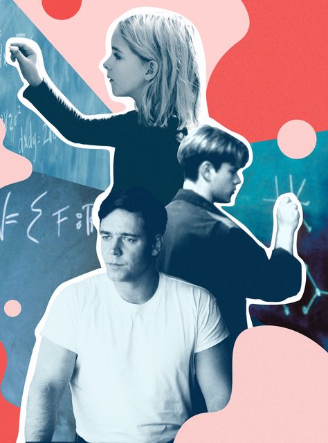 Movies About Geniuses That'll Make You Feel Like A Normal+#refinery29 Genius Movie, Child Genius, Evil Geniuses, Self Exploration, Hero Movie, Beautiful Mind, Editorial Illustration, Color Theory, Full Movies