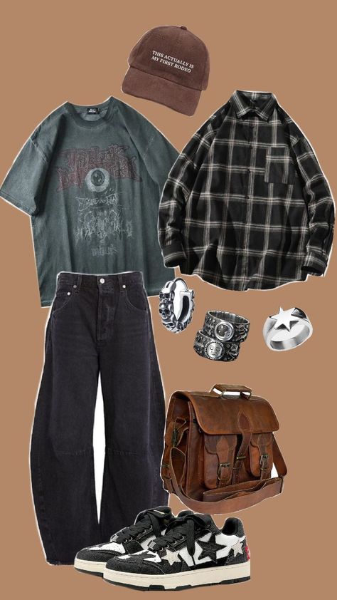 Earthy College Outfits, Grunge Outfits Soft, Baggy Outfit Ideas, Silly Clothes, Street Fashion Men Streetwear, Weekly Outfits, Alternative Outfits, Edgy Outfits