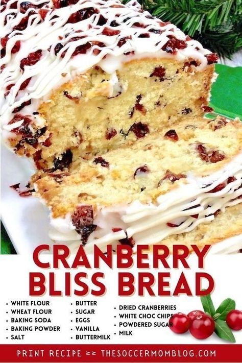 This delicious copycat Starbucks cranberry bliss bread recipe tastes just like the famous cranberry bliss bars, only better! This is the perfect recipe for breakfast or as a dessert during Christmas. Try making your own delicious cranberry bliss bread this holiday season! Cranberry White Chocolate Loaf, Cranberry Chocolate Chip Bread, Cranberry White Chocolate Bread, Cranberry Bliss Bread, Starbucks Cranberry Bliss Bars, Starbucks Cranberry Bliss, Christmas Bread Recipes, Cranberry Bliss Bars Starbucks, Sweet Cream Butter