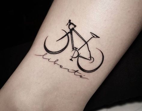 Bicycle Tattoo For Women, Bicycle Tattoos For Men, Cycle Tattoo Ideas, Road Bike Tattoo, Pols Tattoo, Manu Tattoo, Ankle Tattoo Men, Cycling Tattoo, Bike Tattoo