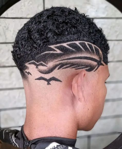 Hair Tattoo Men, Skin Fade Pompadour, Hair Tattoo Designs, Barber Tips, Haircut Designs For Men, Hair Designs For Men, Black Hair Cuts, Curly Undercut, Undercut Designs