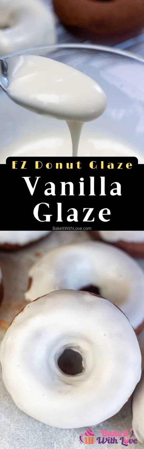 My vanilla icing for donuts is smooth and creamy, making it perfect for pouring, drizzling, or dunking your favorite baked goods! With just 3 ingredients and 5 minutes time, you can whip up this easy vanilla icing for cinnamon rolls, scones, cakes, turnovers, or whatever you like! BakeItWithLove.com #bakeitwithlove #vanilla #icing #glaze #donuts #baking #homemade #dessert Icing For Donuts, Easy Vanilla Icing, Icing For Cinnamon Rolls, Coffee Whipped Cream Recipe, Homemade Donut Glaze, Donut Glaze Recipes, Homemade Baked Donuts, Iced Cream, Donut Icing