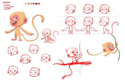 Character Design Sheet | Character Design Inspiration | Character Model Sheet | Character Inspiration monkey expressions drawing reference faces cartoon turnaround