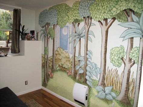 Wild Things Nursery, Paint A Mural, Playroom Mural, Nursery Forest, Glen Echo, Jungle Mural, Forest Mural, Baby Nursery Themes, Playroom Wall Decor