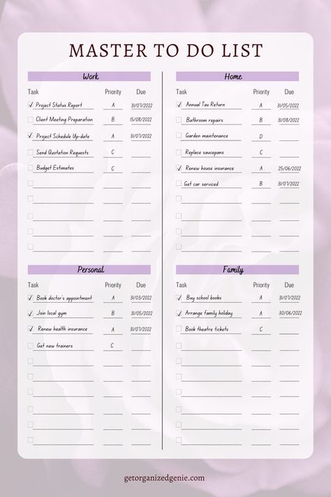 Master To Do List Example To Do List Example, List Template Free Printable, Master To Do List, Study Planner Printable Free, Digital Planner Ideas, Life Goals List, To Do List Template, Template Free Printable, Interactive Calendar