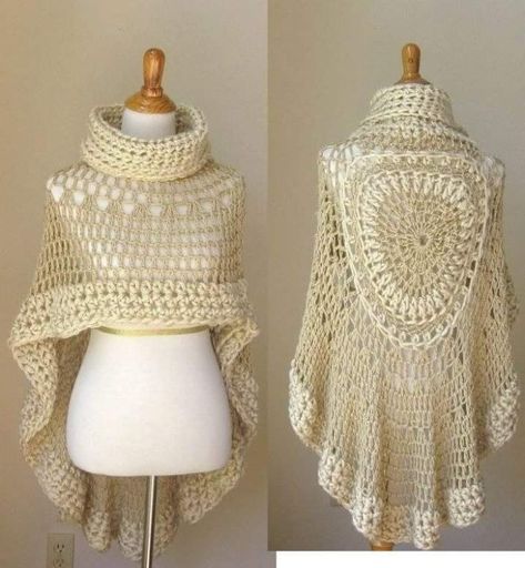 Poncho Au Crochet, Poncho Scarf, Crochet Cape, Crochet Poncho Free Pattern, Poncho Crochet, شال كروشيه, Crochet Poncho Patterns, Crochet Shawls And Wraps, Knit Poncho