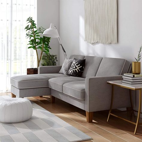 Small Corner Couch, Friendly Aesthetic, Grey Corner Sofa, Corner Couch, Ergonomic Seating, Living Room Designs Small Spaces, Houses Ideas, Corner Sofa Bed, Fancy Houses