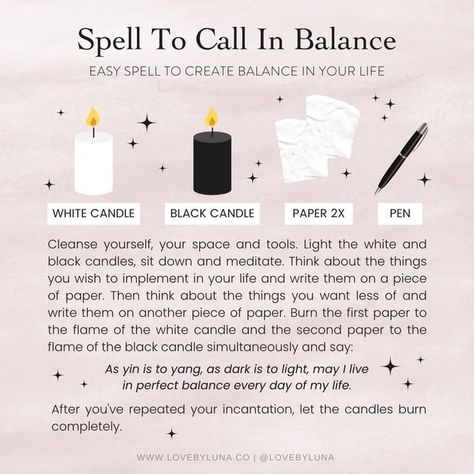 Spell For Balance, Balance And Harmony Spell Jar, Spell For Harmony, Home Protection Candle Spell, White Candle Cleansing Spell, How To Do Black Magic, White Candle Spell, Black Candle Magic, Balance Spell