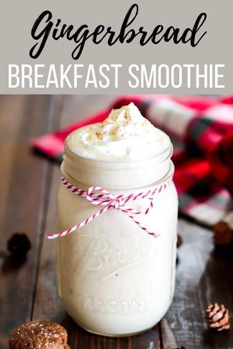 Gingerbread Breakfast SmoothieThis Gingerbread Breakfast Smoothie is not only full of all the holiday feels, it’s also insanely good for you. Can be made with pea protein powder or any other vegan protein powder or collagen vital proteins #breakfast #christmas #vegan Christmas Protein Shake, Christmas Smoothie Recipes, Gingerbread Breakfast, Peppermint Smoothie, Christmas Smoothie, Protien Shake Recipes, Gingerbread Smoothie, Holiday Smoothies, Christmas Smoothies