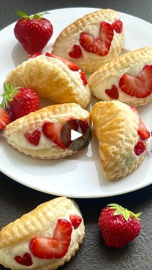 254K views · 7.1K reactions | Strawberry cream puffs 🍓🍓🍓 I am reposting from last year as I adore them so much. Just one of many ways on how to use puff pastry 🤩hope you like this one if you missed it ❤️
.
.
Would you like to see more puff pastry ideas? 
.
.
COMMENT - ‘CREAM PUFF’ and I will send you the recipe and instructions. Or please go to my blog, link in bio.
.
.
.
#strawberries #tarts #puffpastry #strawberry #cookies #homemade #cookiedecorating #treats #cookie #recipe #tutorial #love #food #bakingvideo #chocolate #bakers #foodlover #easydessert #pastry #tasty #dessert #video #inspiration #instagood #reels #reelsinstagram | OH CAKES | Vincenzo Crimaco · Serenidade Strawberry Cream Puffs, Eclairs Dessert, Charcuterie Appetizers, Phyllo Recipes, Pastry Cream Filling, Puff Pastry Tart, Sweet Dishes Recipes, Tea Cookies, Biscotti Recipe