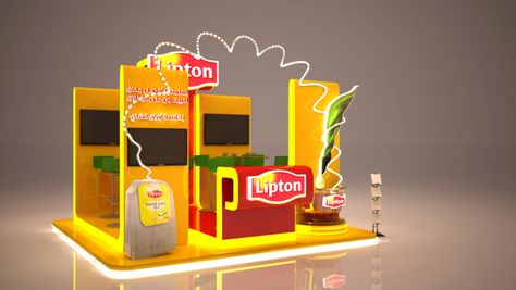 Lipton. (Booth).. Exhibition Display Stands, Creative Booths, Small Booth, Pos Design, Stand Feria, Tea Display, Exhibition Stall Design, Point Of Sale Display, Window Display Design