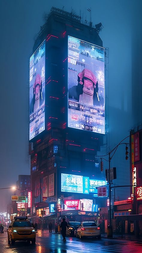 A cyberpunk building with lines of red neon lights is showing large digital advertisements on its screens. This is an AI artwork generated with Midjourney. Hornet, Cyberpunk 2077 Building, Cyberpunk Subway, Light Cyberpunk, Cyberpunk Architecture, Cyberpunk Environment, Futuristic Street, Cyberpunk House, Red Neon Lights