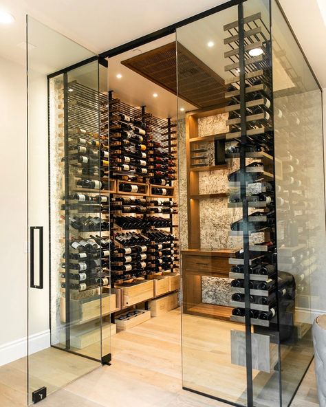 Contemporary Wine Cellar, Vintage Inspired Bathroom, Glass Wine Cellar, Wine Cellar Door, Wine Closet, Wine Cave, Home Wine Cellars, Custom Wine Cellars, Wine Cellar Design