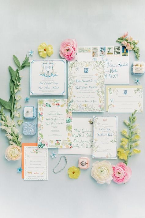 Garden Party Wedding Details, Coastal Garden Party Wedding, Coastal Garden Wedding, Wedding Welcome Party Ideas, Garden Party Wedding Invitations, Kiawah Island Wedding, Wedding Color Schemes Blue, Wedding Aesthetics, Invite Ideas