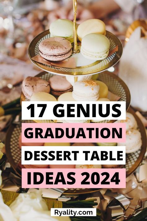 The BEST list of graduation dessert bar ideas. Used some of these ideas for my daughter's grad party and they were a HUGE hit Graduation Dessert Table Ideas, Graduation Party Food Table, Graduation Dessert Bar, Graduation Deserts, Dessert Table Graduation Party, Dessert Bar Party, Graduation Dessert Table, High School Graduation Cakes, Dessert Kabobs