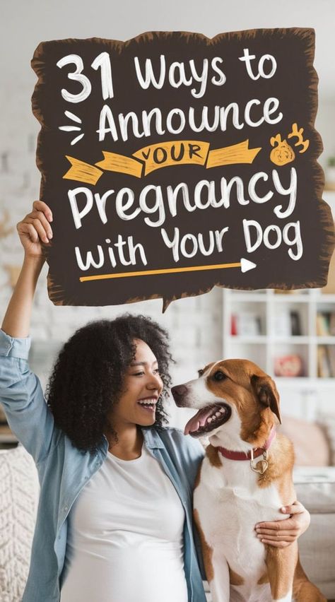 women announcing her pregnancy with her dog Pregnancy Announcement With Dogs, Pregnancy Reveal Ideas, Pet Pregnancy Announcement, Dog Baby Announcement, Dog Pregnancy Announcement, Show Look, Creative Pregnancy Announcement, Fun Baby Announcement, Cute Pregnancy Announcement