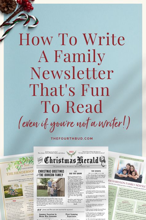 Yes, you can write a family Christmas Newsletter that family and friends will enjoy reading! Let me help make it easy for you, even if you think you're not a writer! Christmas Family Update Letter, Writing A Christmas Letter, Family Christmas Newsletter, Creative Christmas Letter Ideas, Family Christmas Letter Ideas, Holiday Newsletter Ideas, How To Write A Christmas Letter, Christmas Family Letter Template, Family Newsletter Ideas