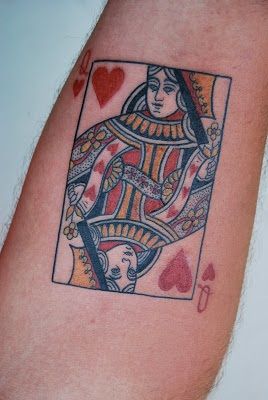 15 Stylish Playing Card Tattoos for Women and Men Card Tattoos, Joker Tattoos, Playing Card Tattoos, Queen Of Hearts Tattoo, Jack Tattoo, Card Tattoo Designs, Tattoos Infinity, Gambling Cake, Tattoos Skull