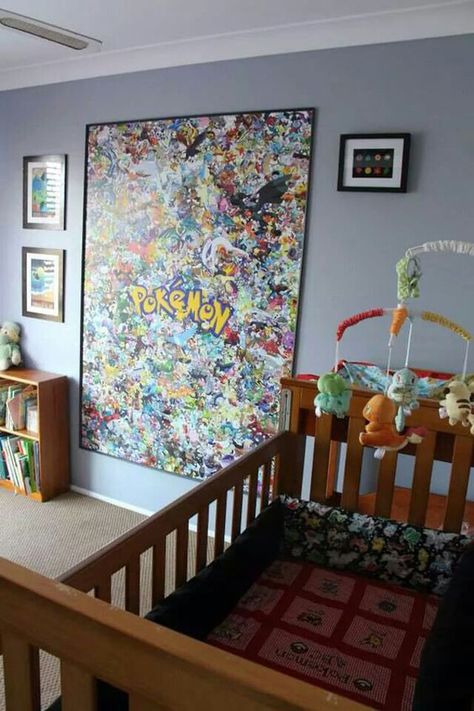 10 Cute And Adorable Ways To DIY Pokemon Nursery Ideas Nerdy, Pokemon Nursery Ideas, Pokemon Bedroom Decor, Pokémon Baby Room, Boys Pokemon Bedroom Ideas, Pokemon Bedroom Kid Rooms, Pokémon Bedroom Ideas, Pokemon Kids Room, Pokemon Room Ideas