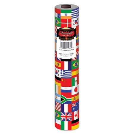 International Flag Table Roll International Party Theme, Olympic Party Decorations, Flag Table, International Party, Cloth Table Covers, International Flags, Vinyl Tablecloth, World Party, Banquet Party