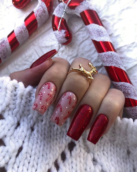 Christmas Hard Gel Nails, Nail Noel Christmas, December Nails, Red Christmas Nails, Nagel Tips, Christmas Gel Nails, Her Nails, Christmas Nails Acrylic, Festival Nails