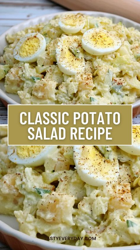 Classic Potato Salad Recipe. Just whipped up a batch of Mama’s… | by Tasty Everyday | Medium Potato Salad No Mustard Recipe, Old Fashioned Potato Salad, Potato Salad Dressing, Warm Potato Salads, Potato Salad With Egg, Classic Potato Salad, Mustard Recipe, Fresh Salad Recipes, Potato Salad Recipe