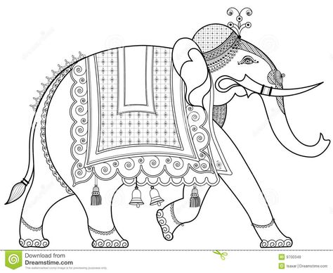 Decorated Indian Elephant Royalty Free Stock Images - Image: 9700349 Indian Elephant Art, Elephant Coloring Page, Kalamkari Painting, Elephant Drawing, Pichwai Paintings, Asian Elephant, Tanjore Painting, Madhubani Art, Indian Elephant