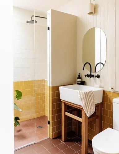 Тумба под раковину Combined Laundry And Bathroom, Fun Bathrooms, Quirky Bathroom, 70s House, Art Cafe, Yellow Tile, Garage Remodel, Florida Style, Victorian Cottage