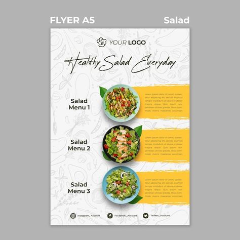 Salad Poster Design, Healthy Salad Lunch, Menu Ideas Restaurant, Restaurant Menu Ideas, Menu Design Restaurant, Menu Sans Gluten, Salad Menu, Menu Design Inspiration, Menu Card Design