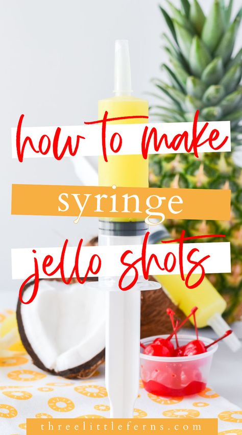 Looking for a fun and unique party treat?! Check out our step-by-step guide on how to make syringe jello shots! Perfect for any celebration, these colorful and delicious jello shots are sure to be a hit with your guests. Click through for easy instructions and tips to make your next party unforgettable. Syringe Shots Party Ideas, Jell-o Shots In Syringes, Nurse Themed Alcoholic Drinks, Simple Jello Shot Recipe, Jell-o Shot Syringes, Kids Jello Shots, Jello Shots In Syringes, Jello Syringe Shots, Pina Colada Jello Shots Recipe