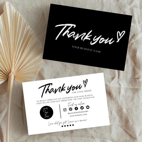 Thank You Card Sample, Etsy Business Cards, Printable Packaging, Business Thank You Notes, Graphic Designer Studio, Bond Paper Design, Small Business Cards, Thank You Card Design, Custom Thank You Cards