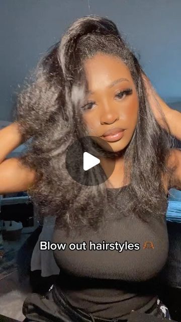 Tay on Instagram: "Natural/blowout hairstyles pt.2 💗💗

#pintrest #hairstyles #braids #braidstyles #pintresthairstyles #blackgirlhairstyles #curlyhair #curlyhairstyles #curlyhairroutine #curlyhaircare #naturalhairstyles #naturalhairinspo #blackgirlhair #explore #explorepage" Old Blowout Hairstyles Black Women, Cute Blown Out Hairstyles, Black Blow Dried Hairstyles, Natural Blowout Hairstyles For Black Women, Hairstyles For Blowout Hair, Blowout Hairstyles Black Women Natural, Brazilian Blowout Black Women, Cute Natural Hairstyles For Black Women Blown Out Hair, Silk Pressed Hairstyles