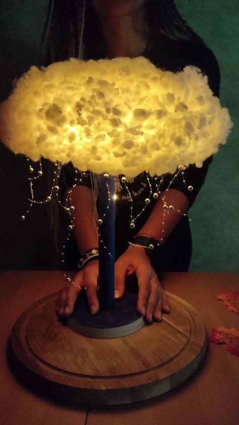 8.8K views · 129 reactions | Dreamy Cloud Lamp DIY 🌧 | The easiest Cloud Lamp DIY using all materials you probably have lying around the house! 🌧 | By Crafty | Facebook Cloud Chandelier Diy, Diy Floating Clouds, Diy Clouds Decorations, Cloud Crafts, Forest Goblincore, Cloud Lamp Diy, Diy Cloud Light, Wall Lamps Diy, Cloud Ceiling