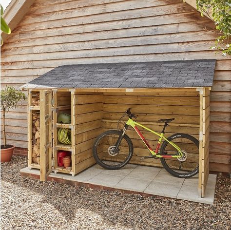 Outdoor Bike Storage, Backyard Storage, Backyard Sheds, Bike Shed, The Shed, Backyard Diy Projects, Partition Design, Wood Plans, Backyard Projects