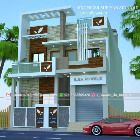 A-SQUARE 3D DESIGNS on Instagram: “25x50 Modern House 3d elevation @a_square_3d_designs contact Now +917798599420 #homedesign #sweethome #architecture #houseelevation #plan…” 3d Elevation, Row House, House Elevation, 3d Design, Bungalow, Luxury Homes, Architecture Design, Design Studio, Modern House