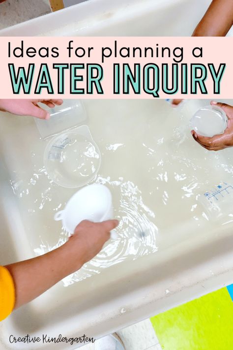 Planning a water inquiry for kindergarten students is some of the most fun I have had. My students had so much fun engaging in hands-on learning through provocations and activities. Reggio Water Activities, Reggio Water Provocation, Kindergarten Inquiry Ideas, Water Reggio Emilia, Water Inquiry Kindergarten, Water Provocations, Water Kindergarten Activities, Ece Provocations, Water Activities Preschool