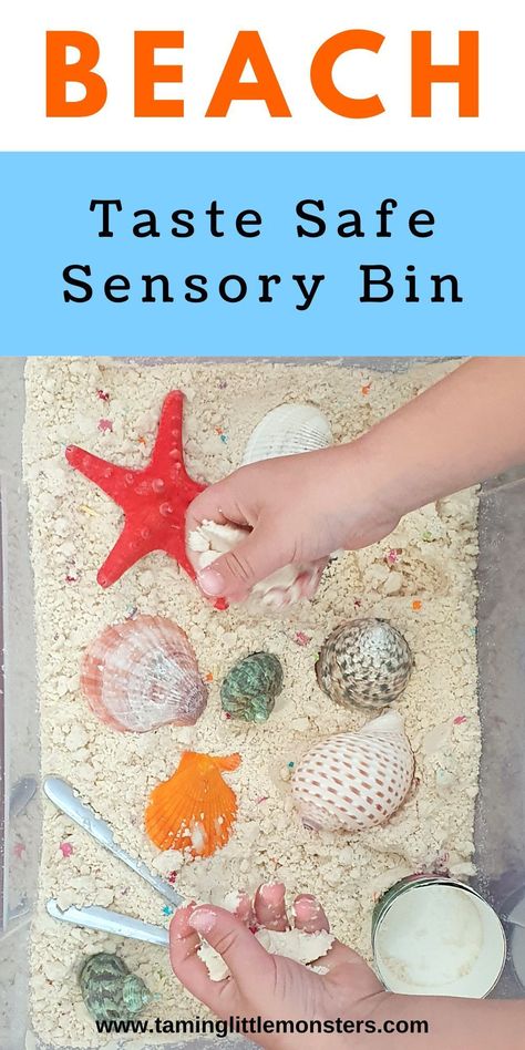 Water Play Activities For Toddlers, Beach Sensory Bin, Beach Theme Preschool, Ocean Lesson Plans, Sand Recipe, June Art, Edible Sand, June Activities, Sensory Activities For Preschoolers