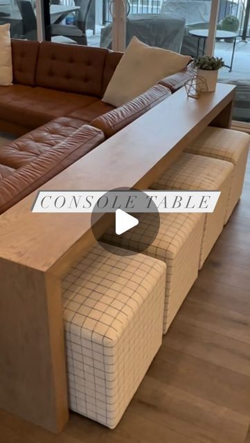 Kim Woodward | DIY & Home on Instagram: "Pottery barn Dupe DIY Console table . Want to know how much it cost to build ? Watch the reel. ⭐️. #pottertbarn #potterybarndupe #potterybarndupes #potterybarnstyle #diy #diyconsoletable #diyhomedecor #womendiyers #diyoak #diyoaktable #oaktable" Table For Back Of Couch, Sofa Table Diy Behind Couch, Diy Sofa Bar Table, Console Table Redo Ideas, Console Sofa Table Behind Couch, Diy Table With Storage, Diy Long Entry Table, Build A Console Table Diy, Diy Wooden Console Table