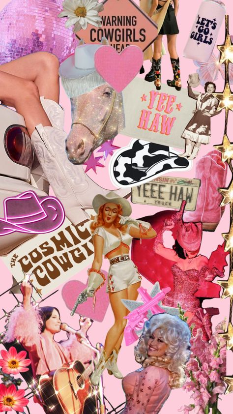 Dimestore Cowgirl Aesthetic, Disco Cowgirl Mood Board, Disco Cowgirl Wallpaper Iphone, Groovy Cowgirl Aesthetic, Texas Cowgirl Aesthetic, Nashville Wallpaper Aesthetic, Pink Cowgirl Background, Western Asthetics Wallpaper, Nashville Collage