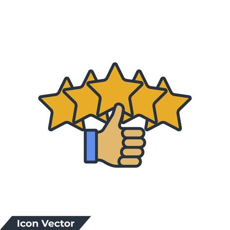 Reputation 5 stars icon logo vector illustration. Customer review rating with 5 stars and thumb-up symbol template for graphic and web design collection Review Logo Icon, Reviews Logo Icon, Stars Icon, Icon 5, Collage Wallpaper, Customer Review, Design Collection, Logo Icons, Vector Logo