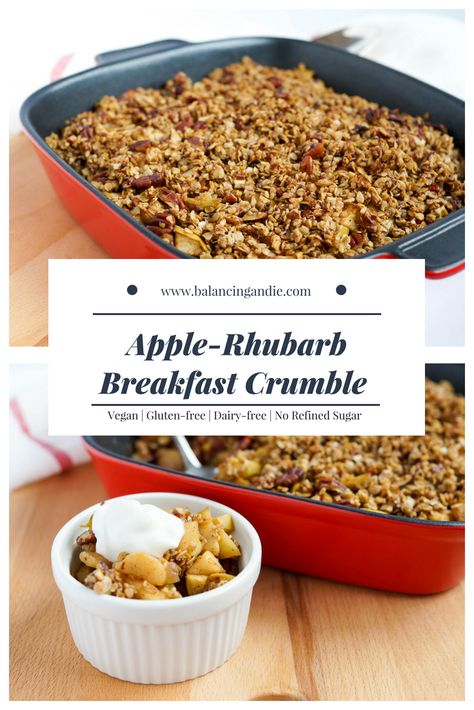 Rubarb Crumble, Apple Rhubarb Recipes, Rhubarb Vegan, Rhubarb Apple Crisp, Rhubarb Breakfast, Breakfast Crumble, Rhubarb And Apple Crumble, Healthy Tart, Gluten Free Apple Recipes