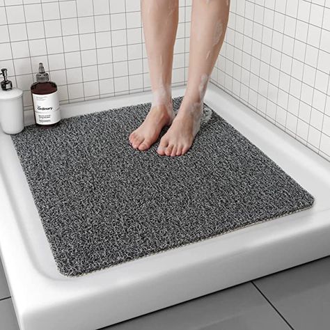 Amazon.com: Non Slip Shower Mat, Comfortable Bath mat for Textured Surface,Quick Drying Easy Cleaning Shower Floor Mat for Wet Area,Without Suction Cups Grey 24 x 24 : Home & Kitchen Cleaning Shower Floor, Shower Mat Ideas, Clean Shower Floor, Bathroom Shower Mat, Shower Floor Mat, Non Slip Shower Mat, Bathtub Mats, Shower Mats, Entryway Flooring